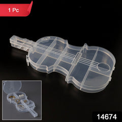 Violin shape plastic organizer showing secure snap-lock lid