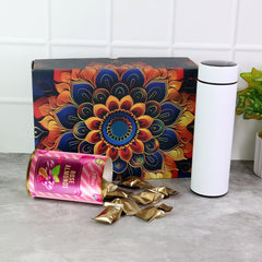 Effete Rose Almonds Gift Hamper, Golden With Bottle (2 Pc Set)