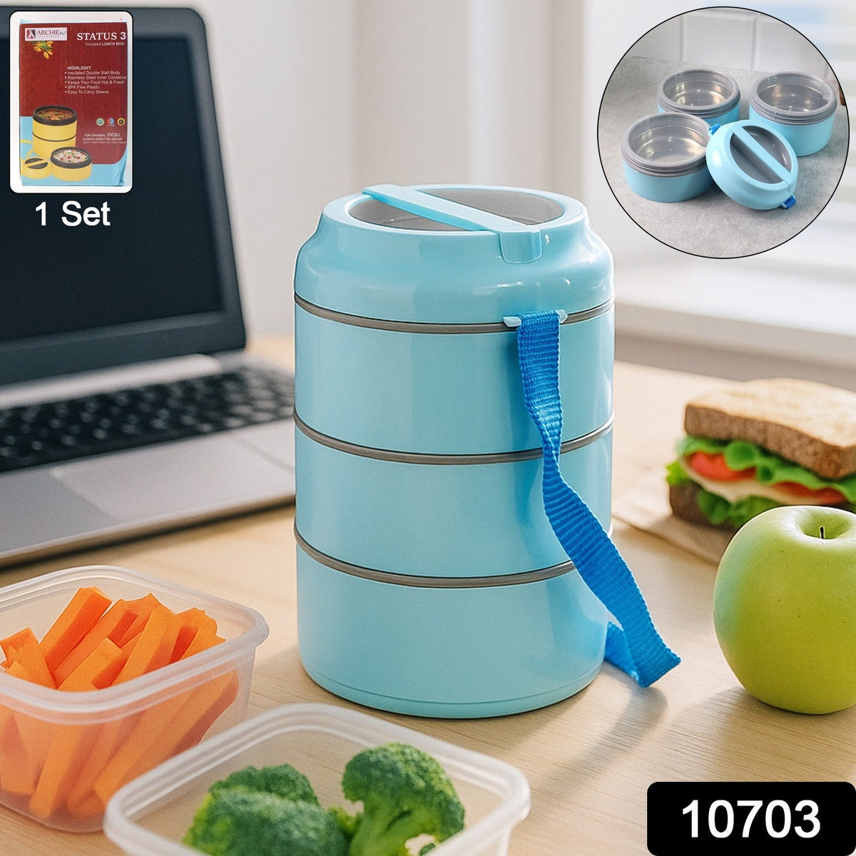 Insulated Lunch Box with handle and strap