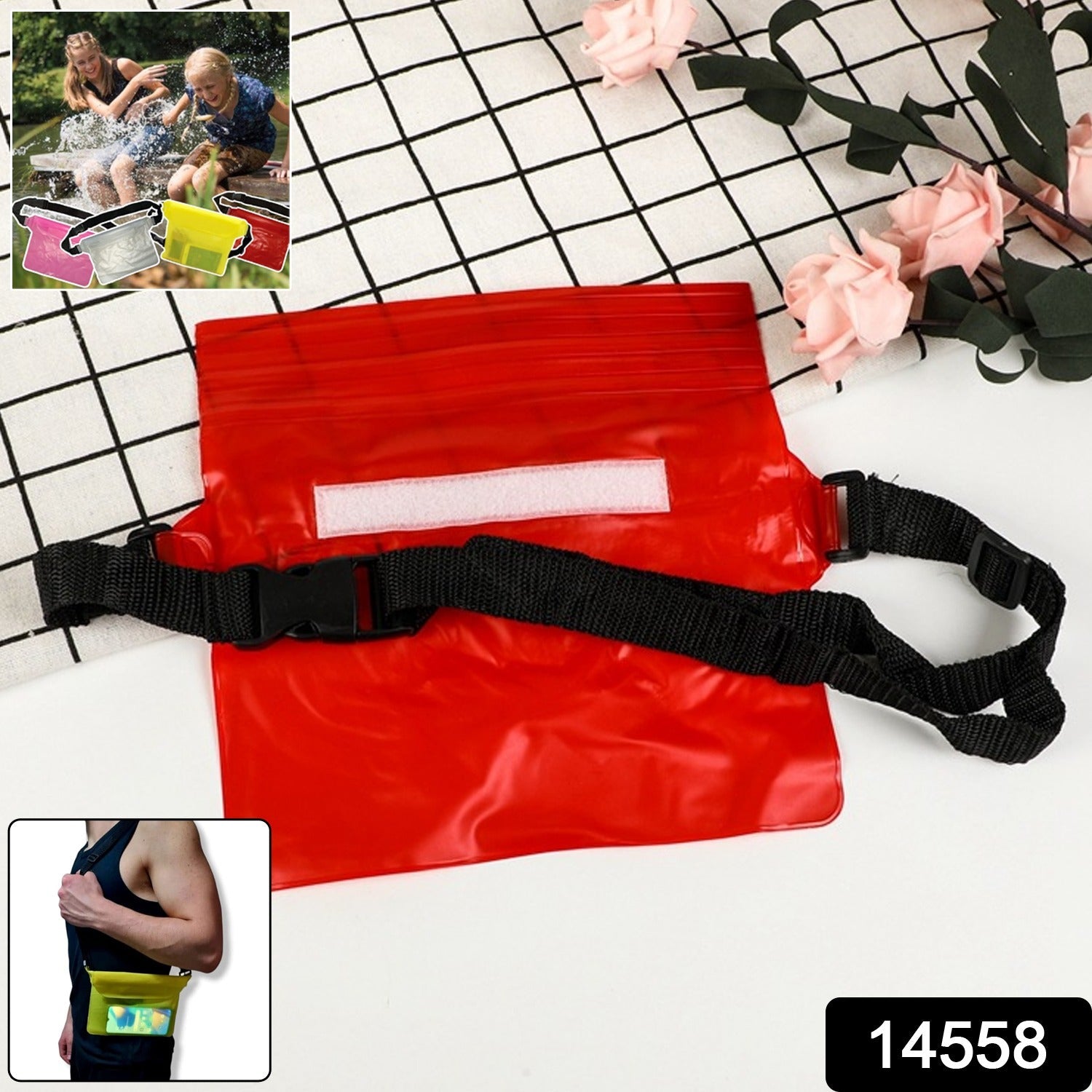 Waterproof Waist Pouch Bag with Adjustable Strap (1 Pc)