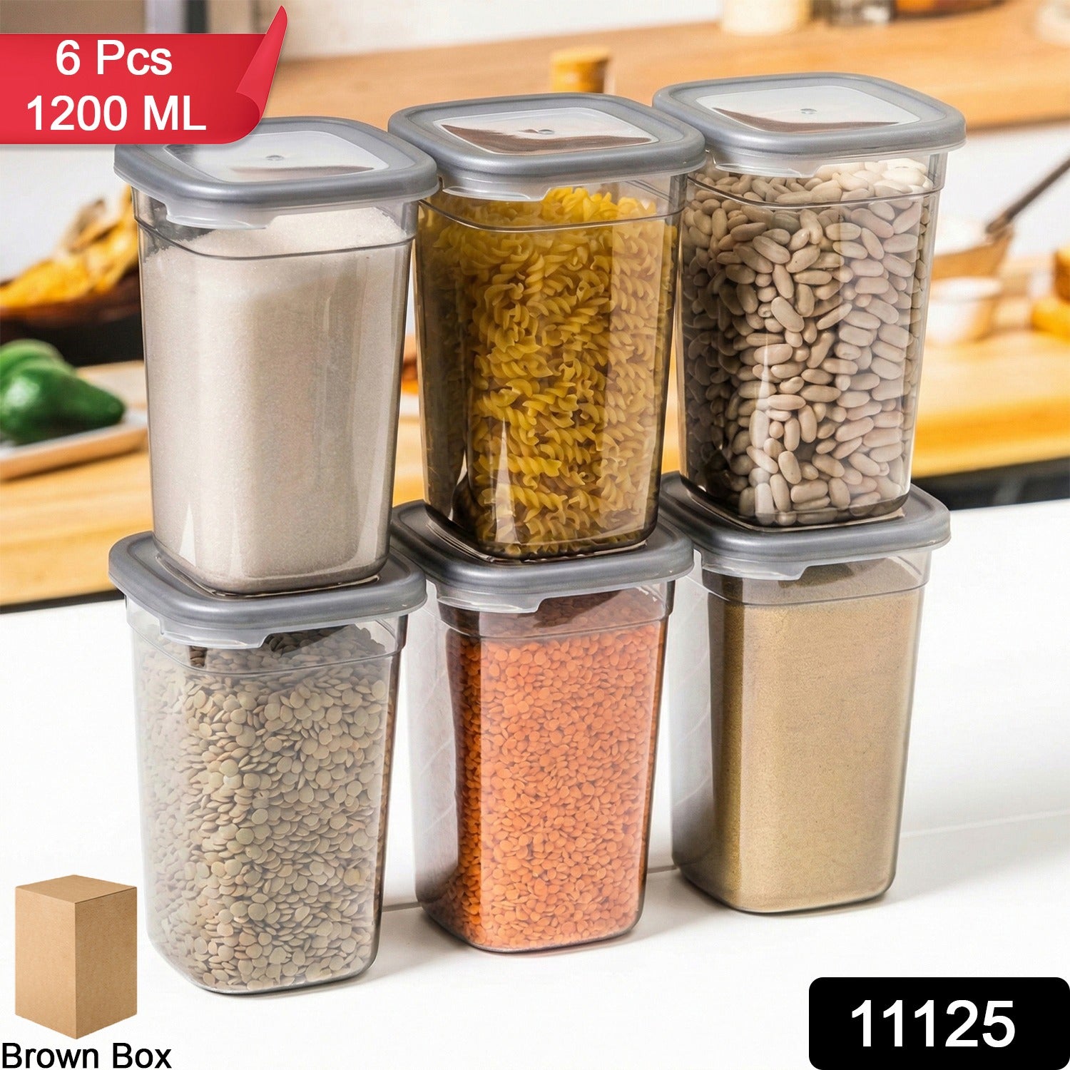 Plastic Multipurpose Kitchen Storage / fridge Container (1200 ML, 6 Pc)