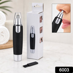 Close-up of ear and nose hair trimmer showing stainless steel blade