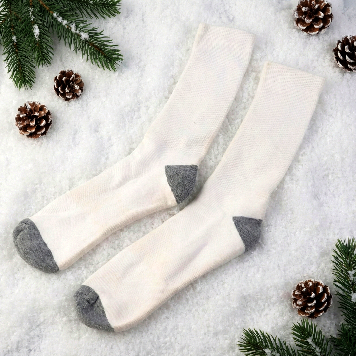White & Grey Comfort Long Socks (1 Pair)