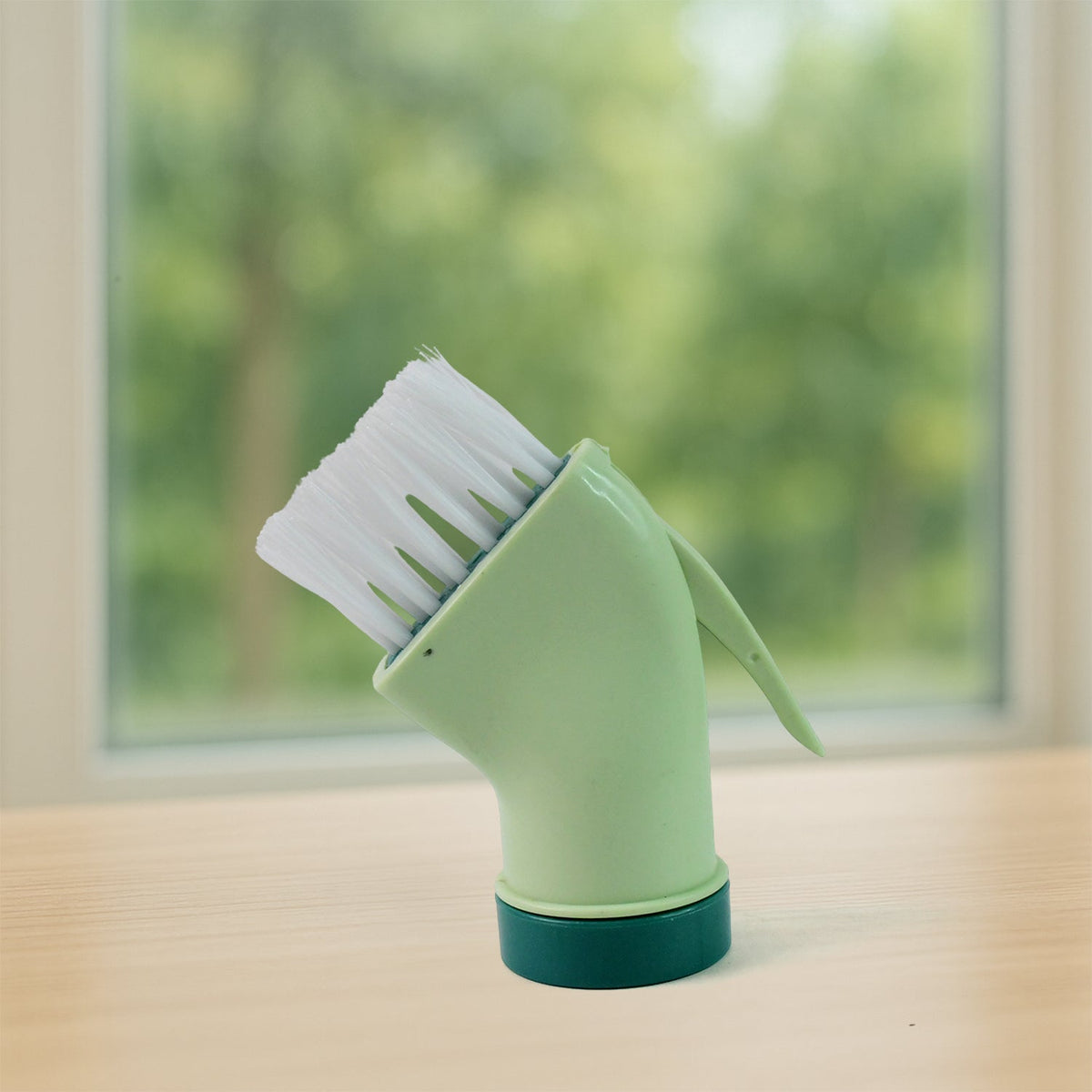 Connectable cleaning brush with built-in scraper for kitchen and window tracks
