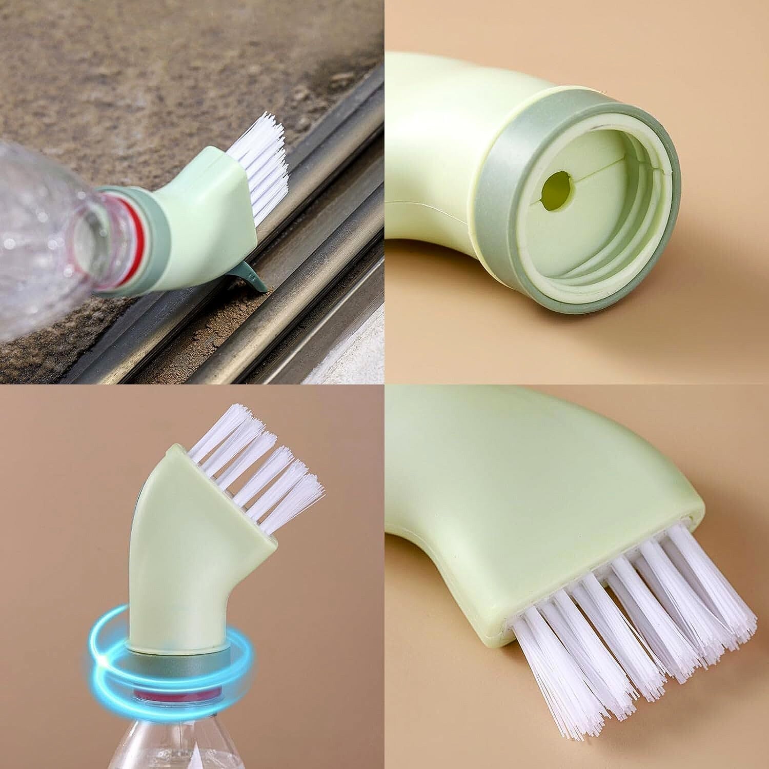 Connectable cleaning brush close-up with scraper attachment