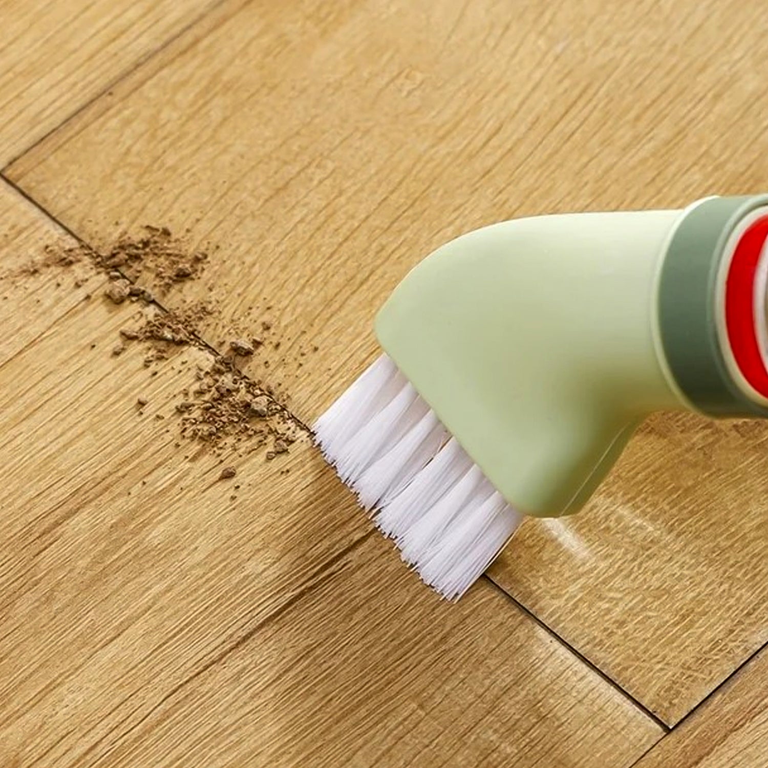 Compact cleaning brush with scraper ideal for corners and tight spaces