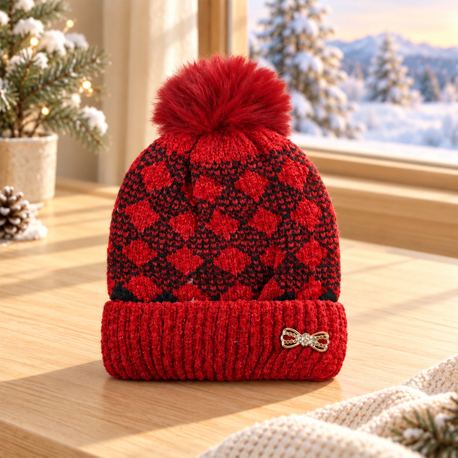 Patterned Warm Knit Cap