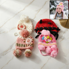 Cute Kids Winter Woolen Ear Flap Cap with Pom Pom (1 Pc, Mix Design)
