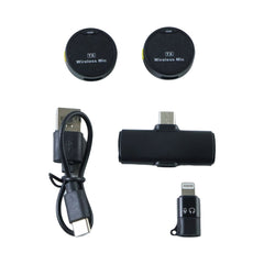 Portable Wireless Lavalier Microphone Dual Clip-On Mic Set (1 Set)