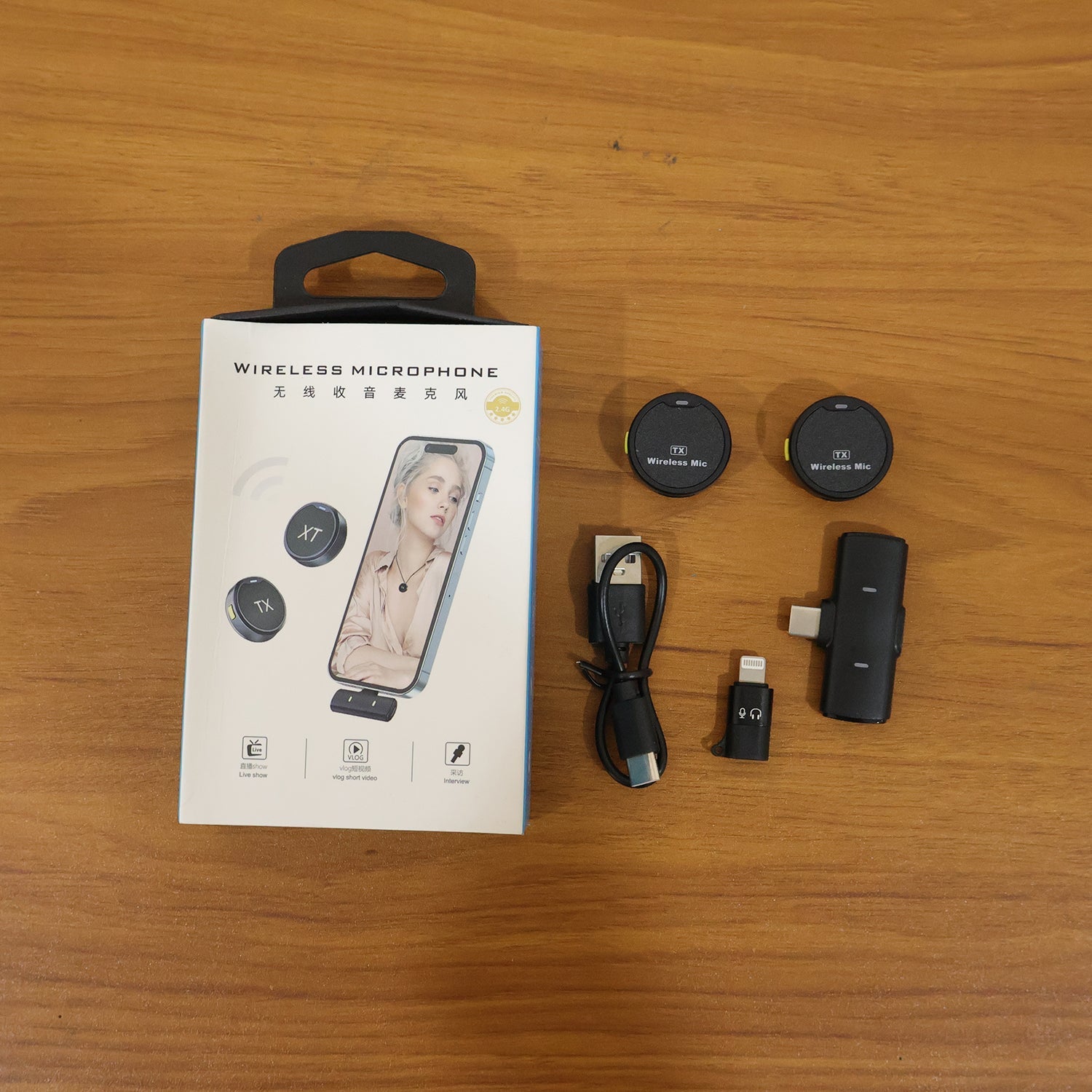 Portable Wireless Lavalier Microphone Dual Clip-On Mic Set (1 Set)