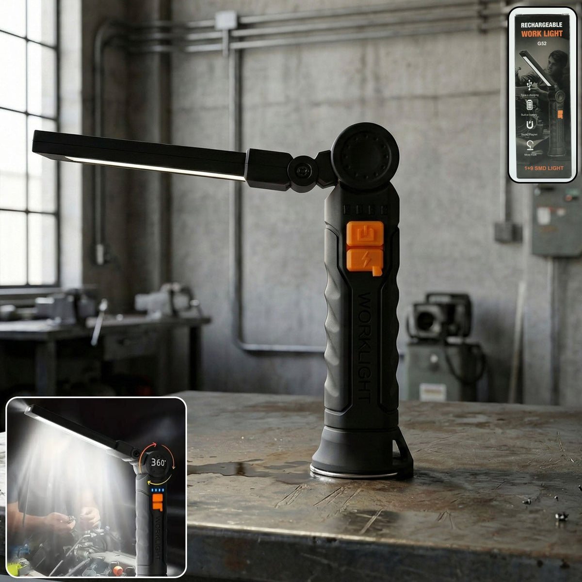 Rechargeable Adjustable LED Work Light with Magnetic Base