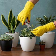 Close-up of yellow cleaning gloves