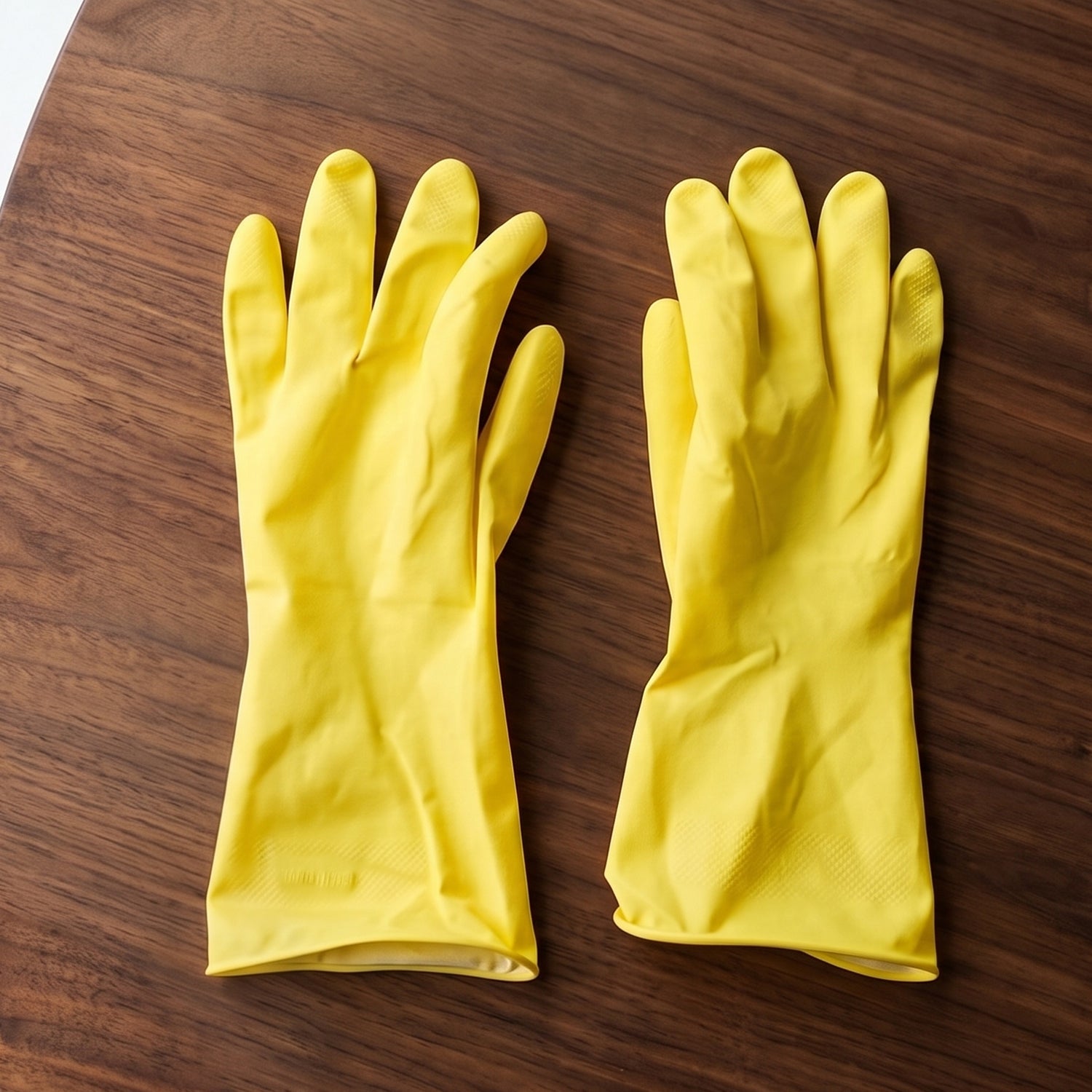 Waterproof yellow rubber gloves for dishwashing