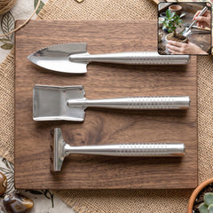 Stainless steel 3 in 1 garden hand tool set with spade, rake and fork (3 pc set)