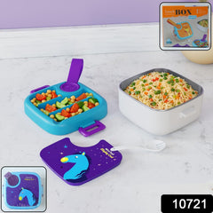 Leak-resistant 4-lock lid of Kids Cartoon Lunch Box