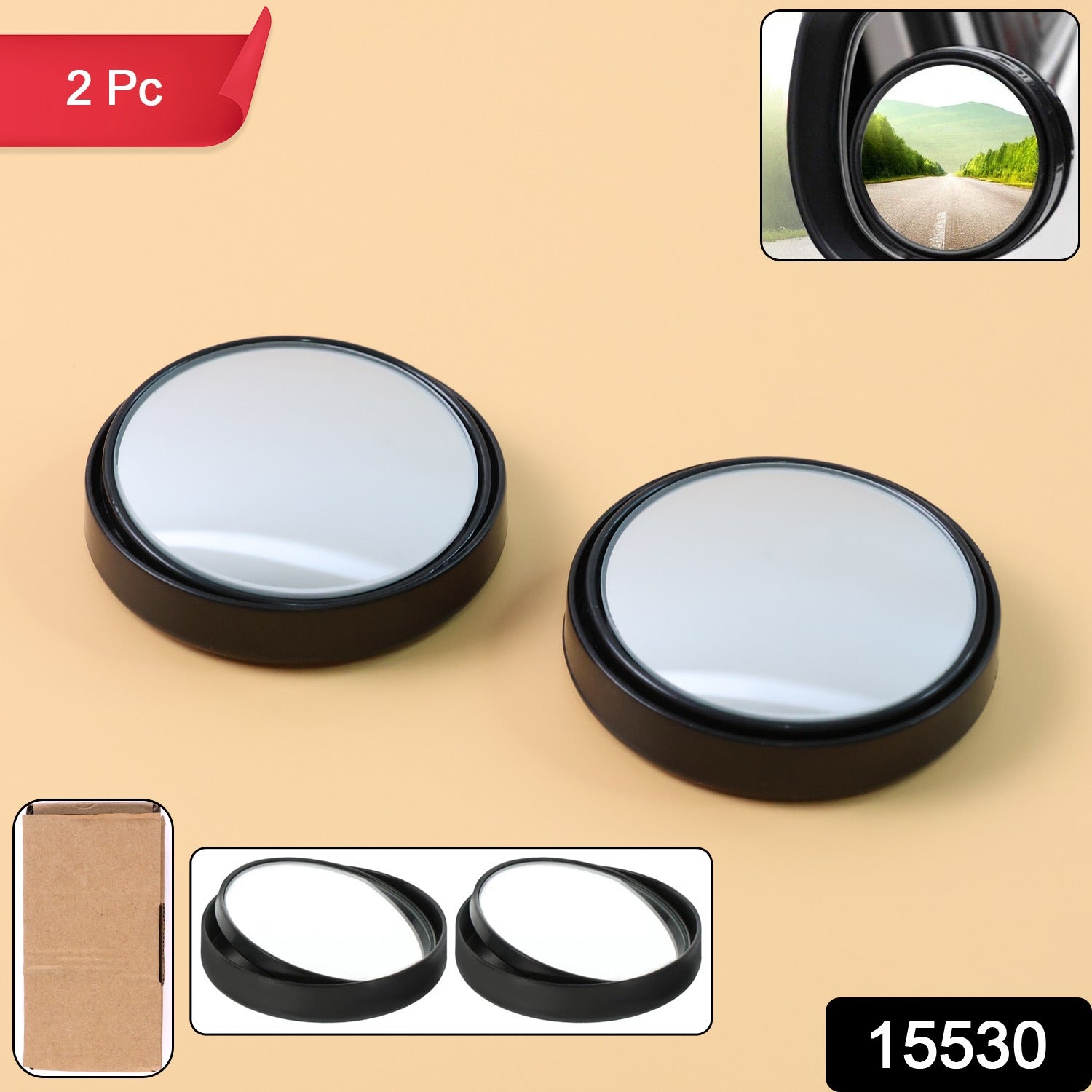 Convex Blind Spot Mirror installed on a car side mirror