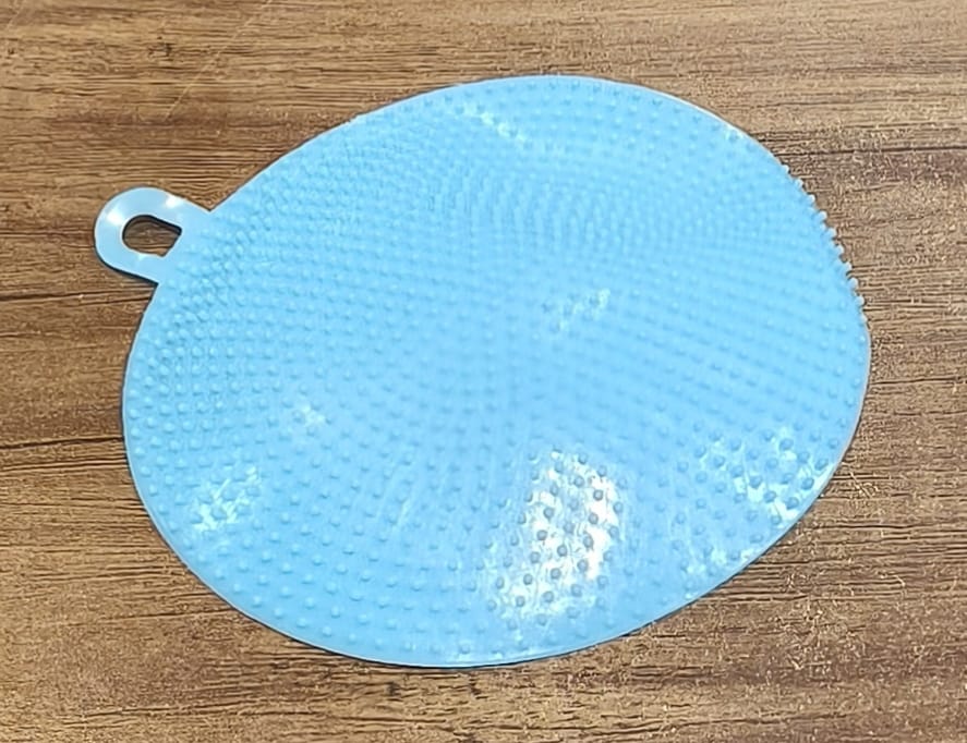 Blue Silicone Dish Scrubber in Kitchen