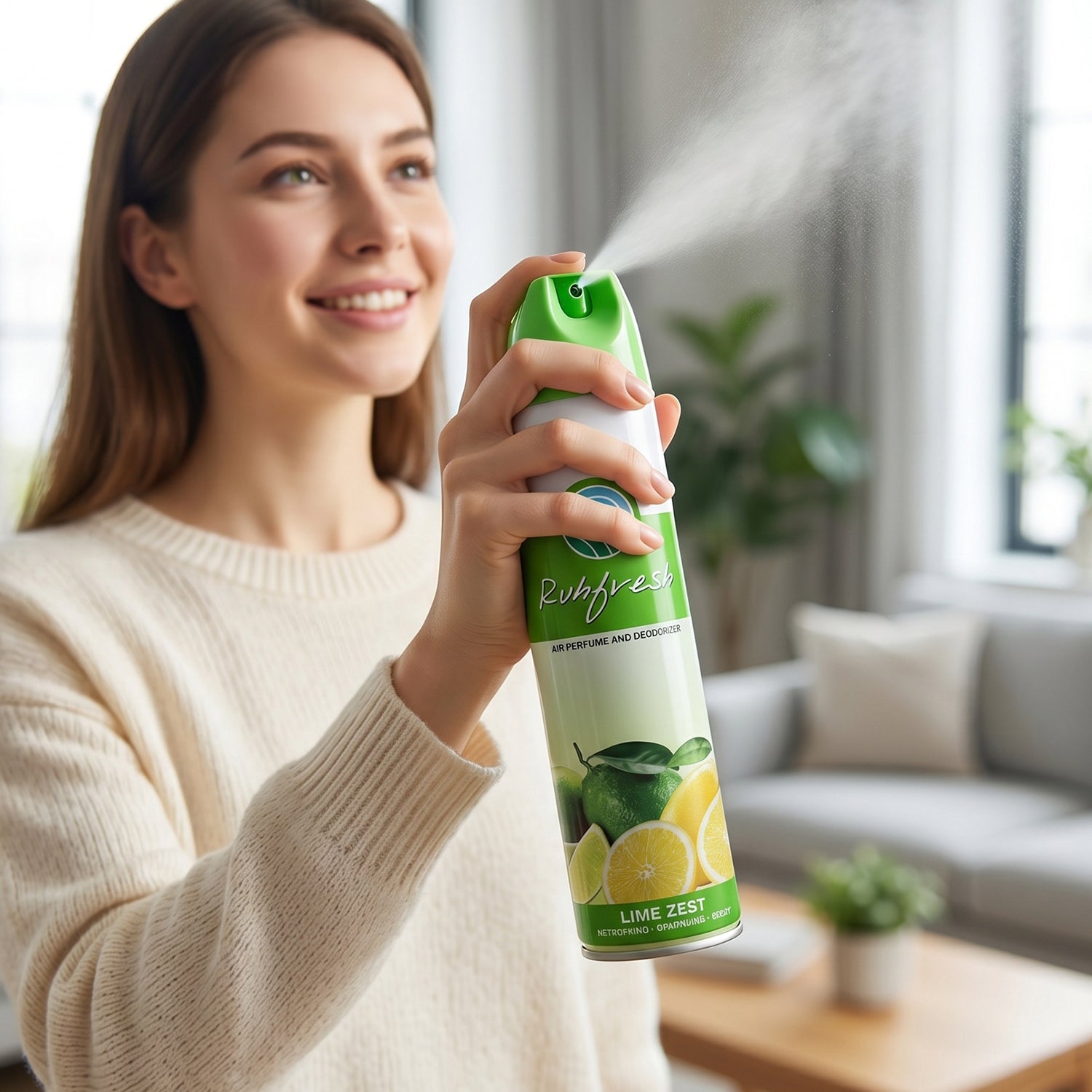 Rubfresh 220 ML Lime Zest room freshener spray bottle