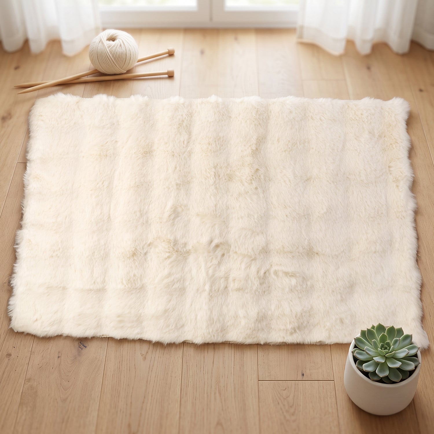 Anti slip backing keeps the fluffy rug in place