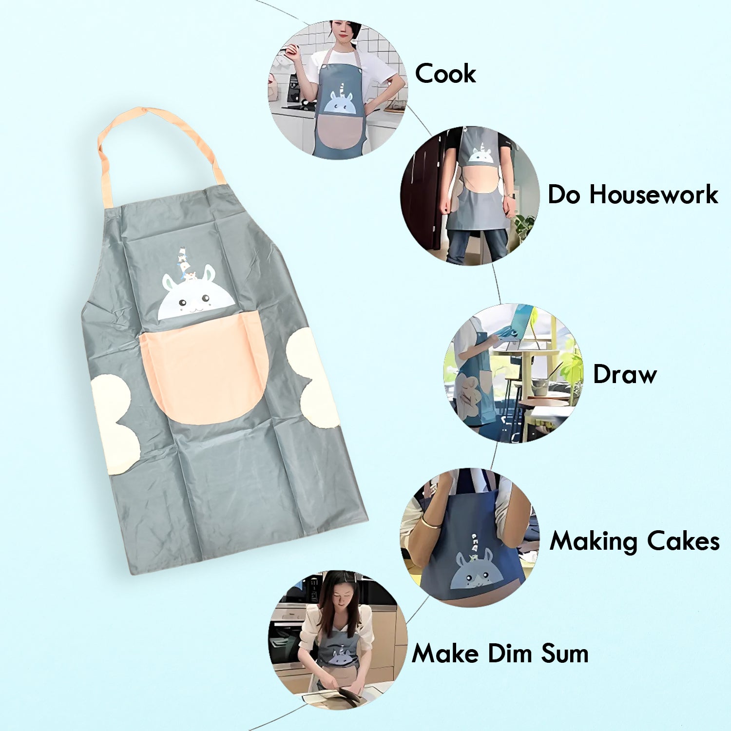 Cartoon Animal Apron Front View