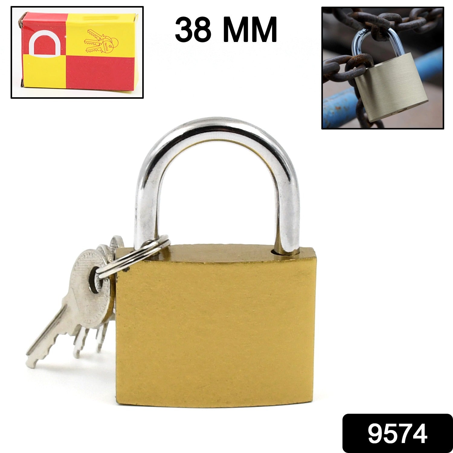 Multipurpose Solid 3 Keys Padlock 38 mm / 1 Pc)