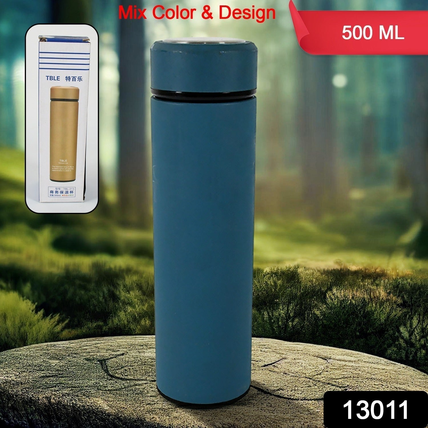 Insulated stainless steel water bottle showcasing its innovative flip lid that doubles as a cup.