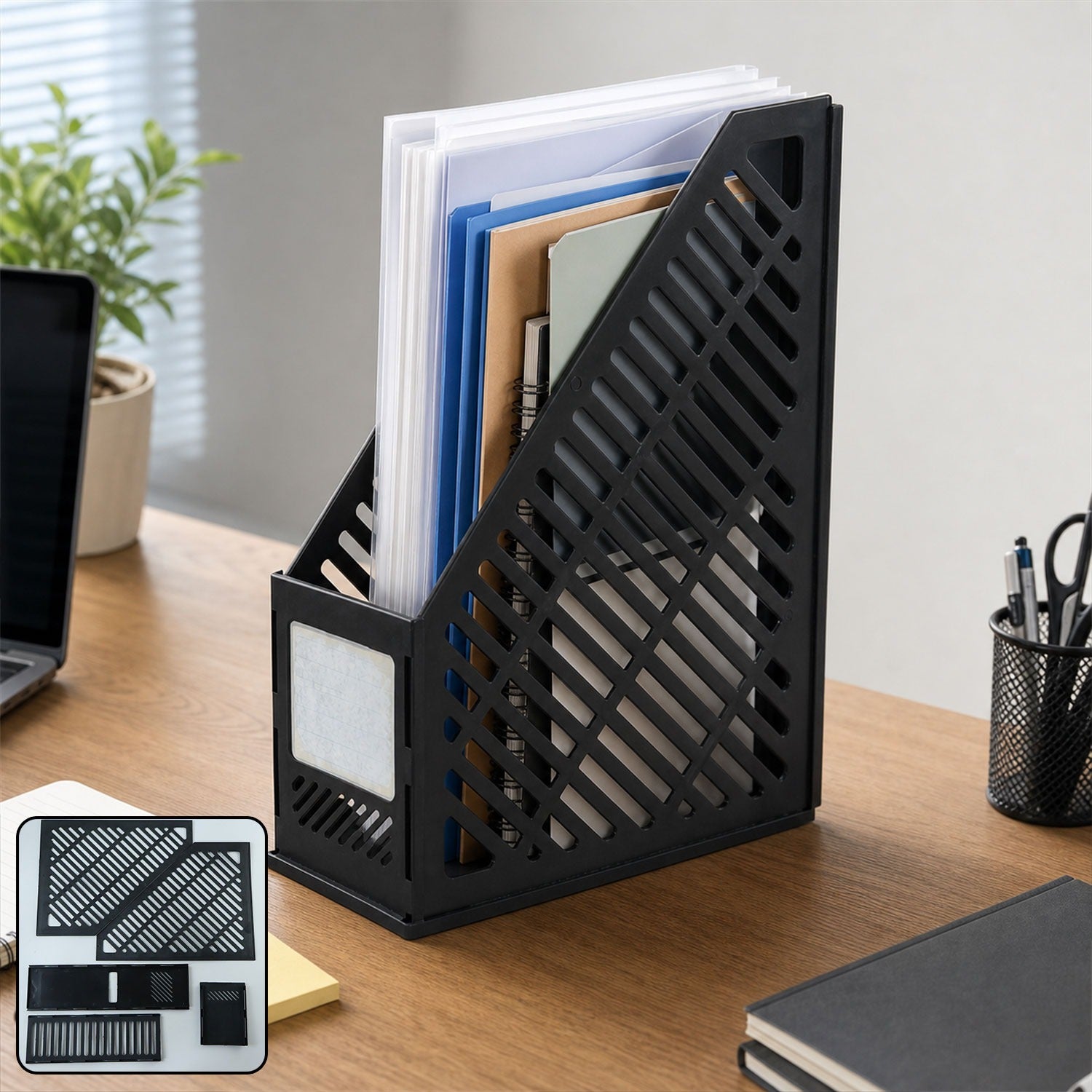 Plastic vertical file holder stand desk