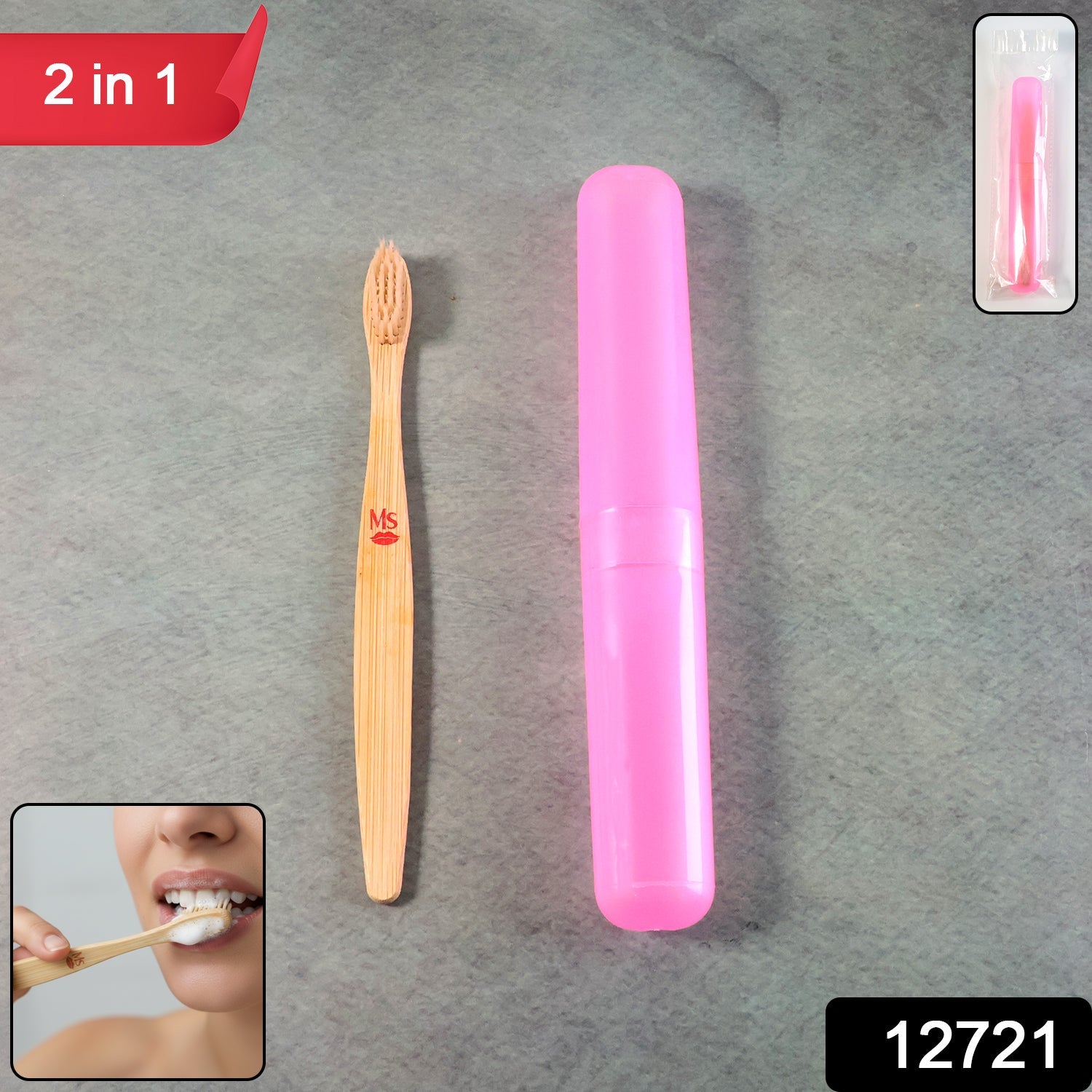 Soft toothbrush with tongue cleaner showing brush side