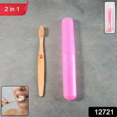 Soft toothbrush with tongue cleaner showing brush side