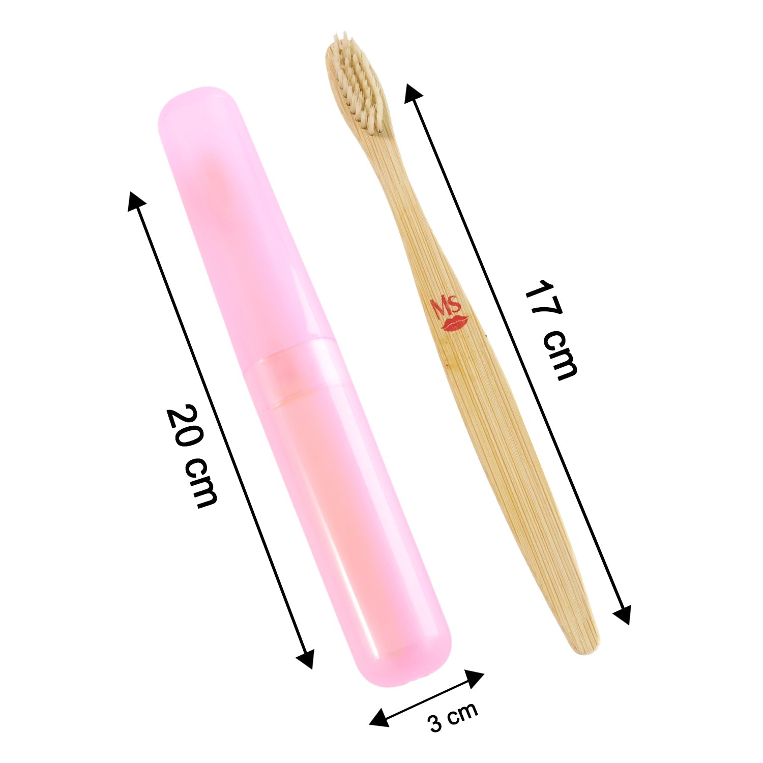 Dimensions and size comparison of 2-in-1 toothbrush