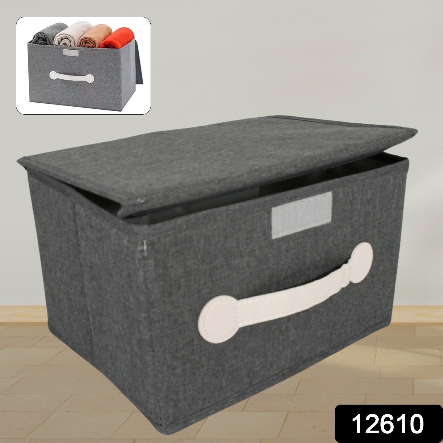 Small Foldable Storage Box With Lid And Handles, Cotton And Linen Storage Bins And Baskets Organizer For Nursery, Closet, Bedroom, Home (28Ã—20Ã—16 Cm / 1 pc)