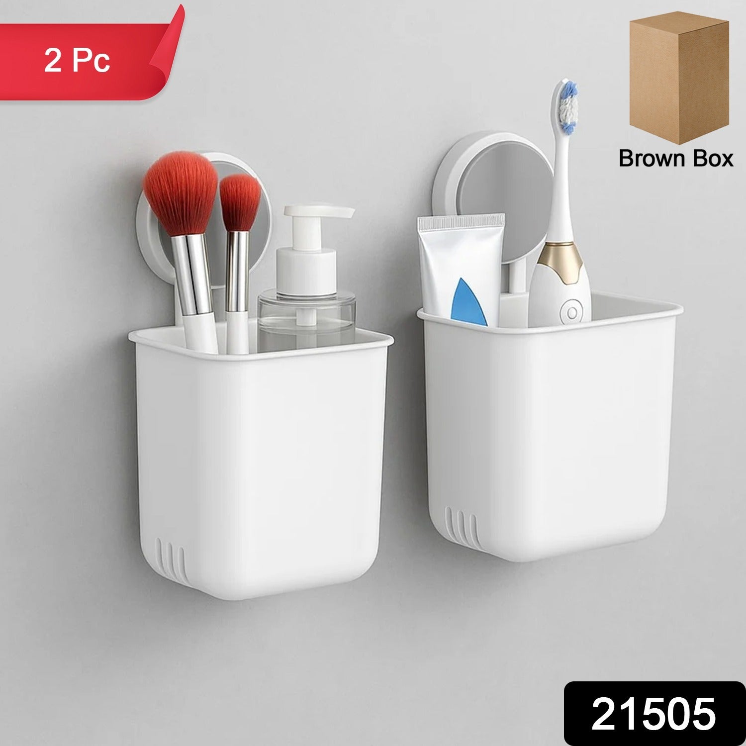 Wall Mounted Bathroom Storage Organizer Cup Set (2 Pc Set)