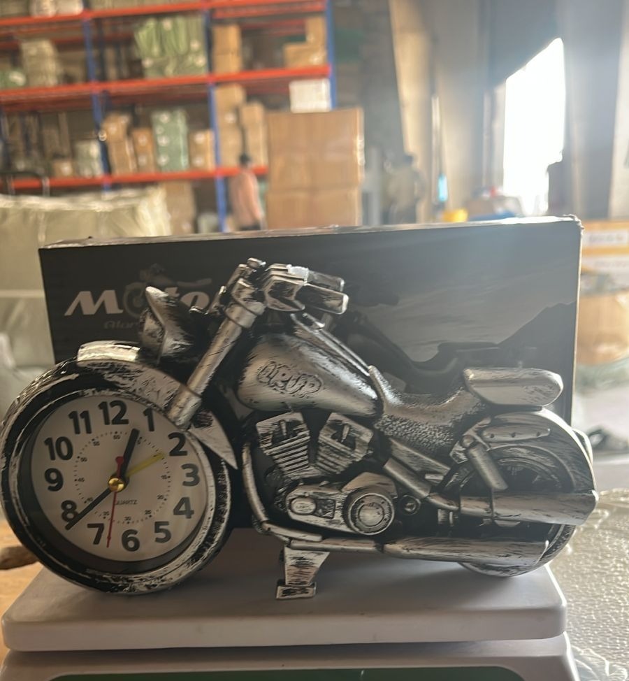 Motorcycle alarm clock lifestyle image on desk