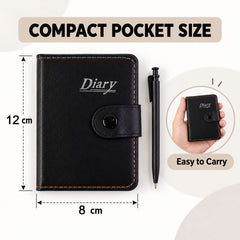 Lined Pocket Notebook Diary with Pen and Snap Closure (1 Pc, 12 x 8 Cm)