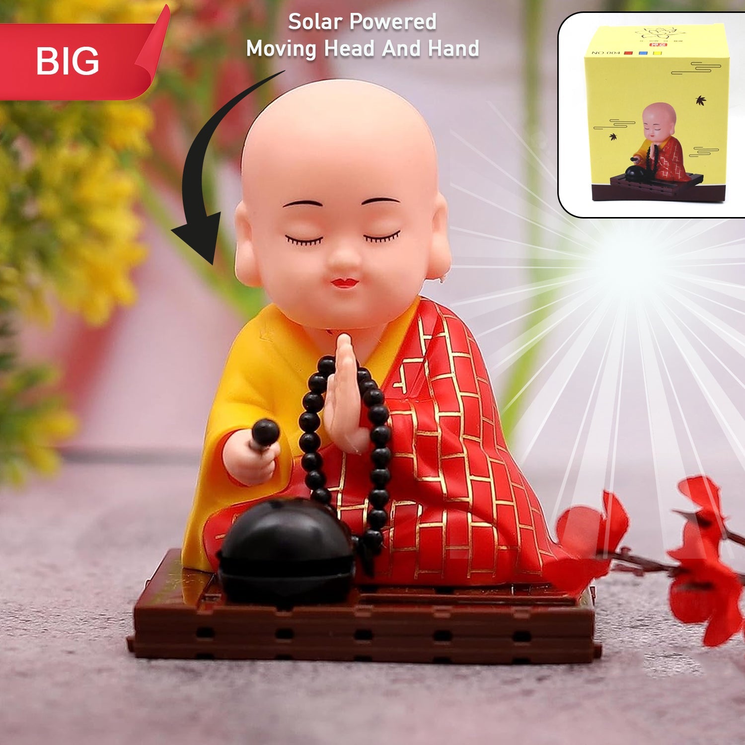 Solar Powered Sitting Gautam Buddha Statue, Moving Head and Hand (1 Pc ...