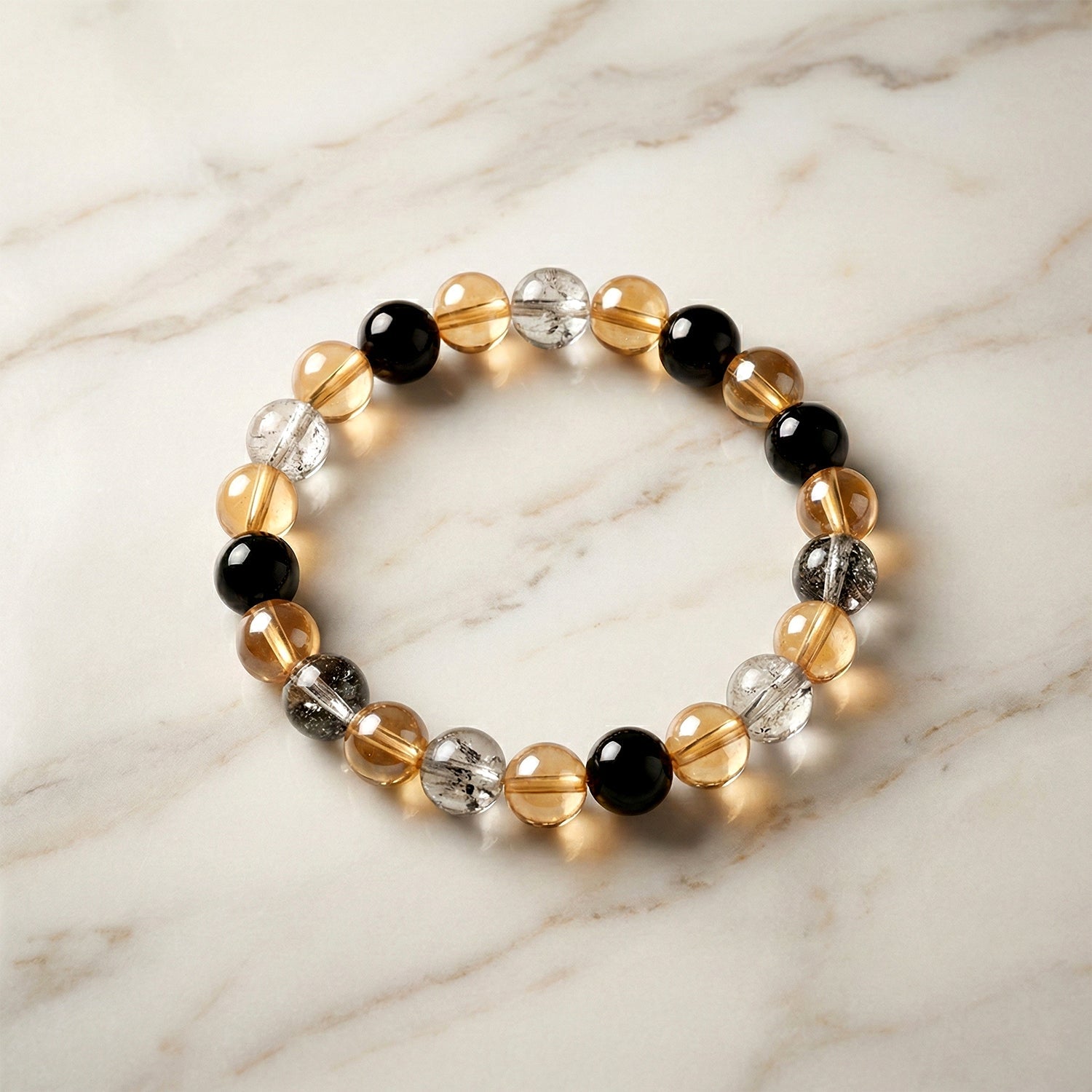 Elegant Dual-Tone Crystal Beaded Stretch Bracelet (1 Pc)