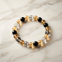 Elegant Dual-Tone Crystal Beaded Stretch Bracelet (1 Pc)