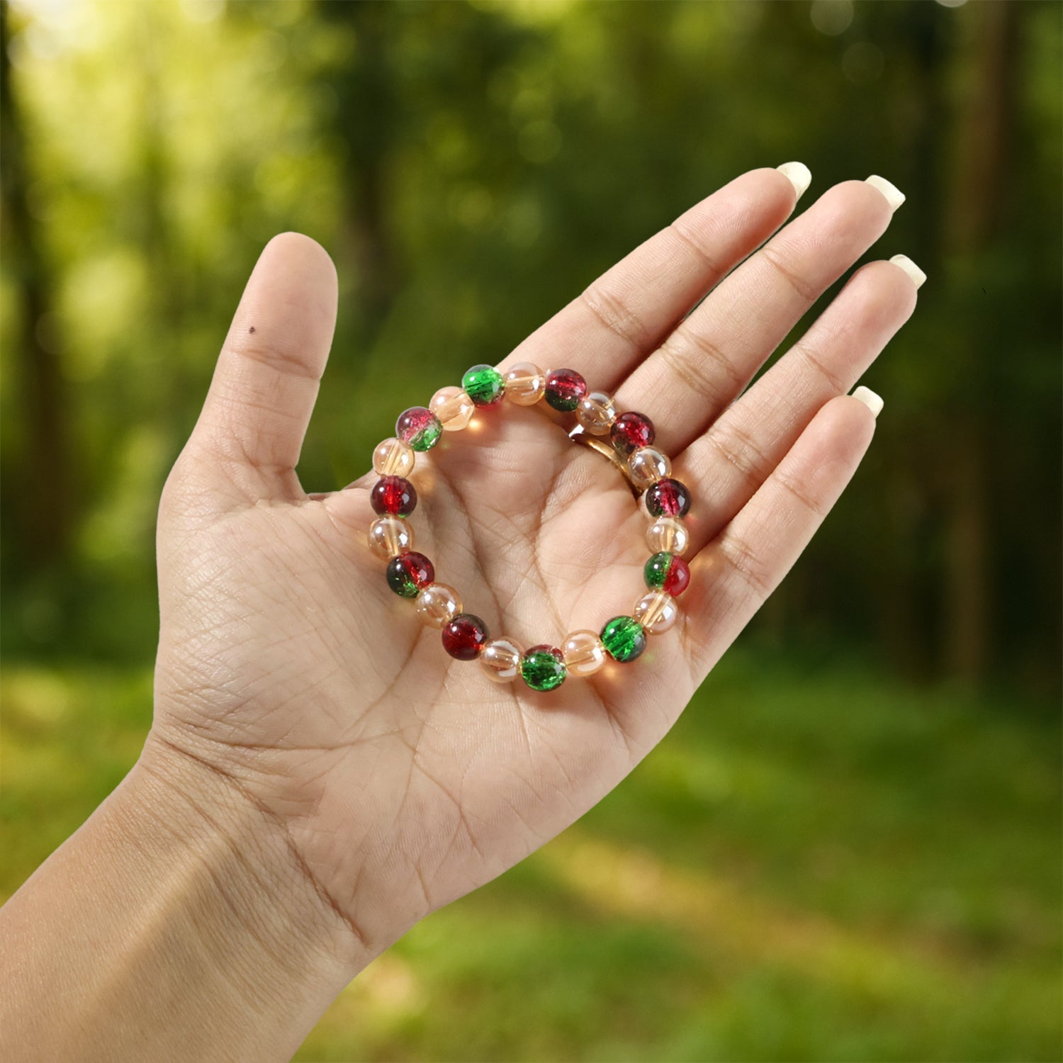 Multicolor Glossy Bead Stretch Bracelet  (1 Pc)