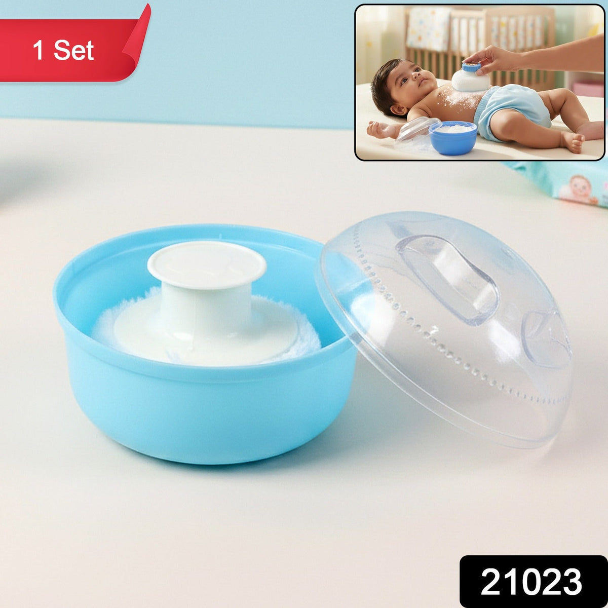 Powder puff container set with protective lid