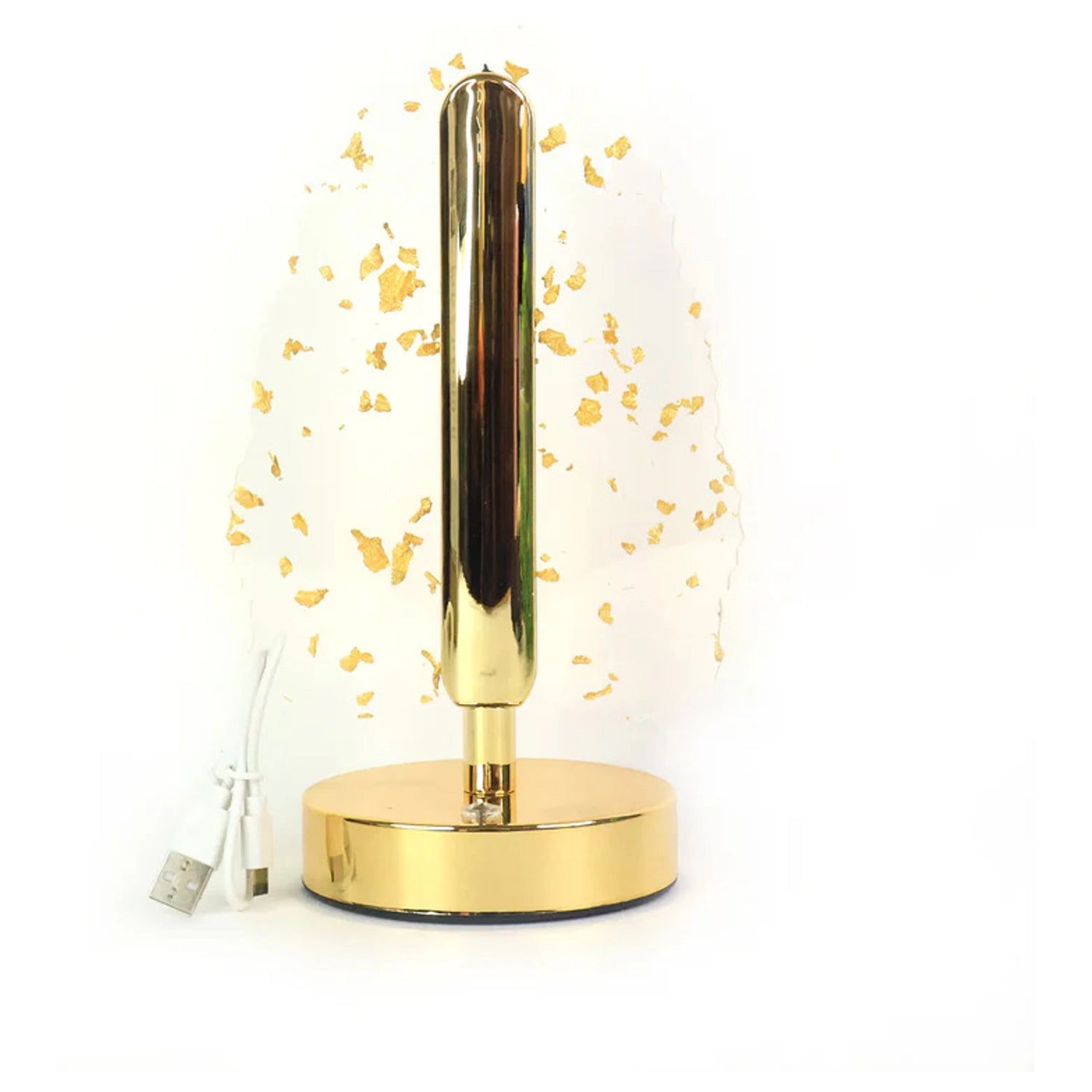 Golden Crystal Leaf-Shaped LED Table Lamp with USB Charging