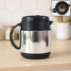 Thermos flask and cups side view