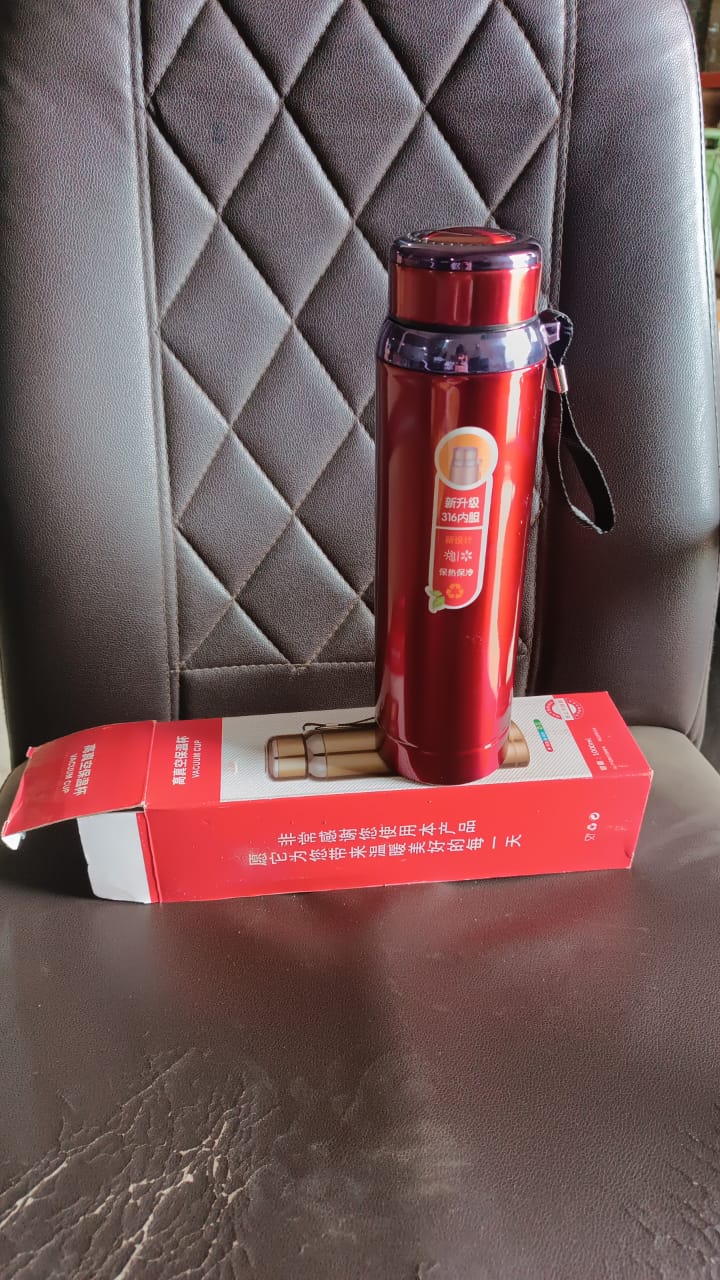 Vacuum insulated bottle in lifestyle setting outdoors