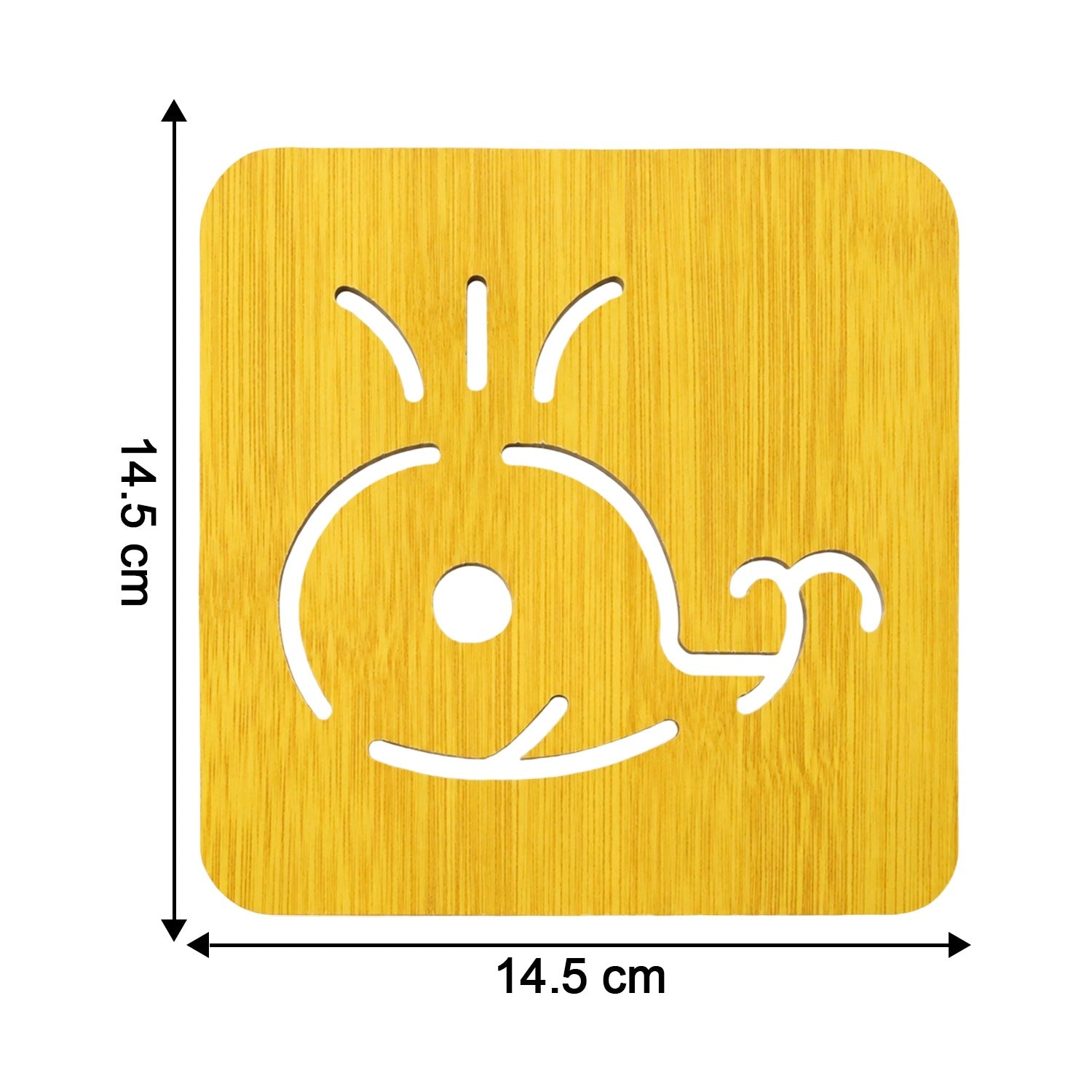 Square Wooden Whale Design Drink Coaster with Anti Slip Base for Table