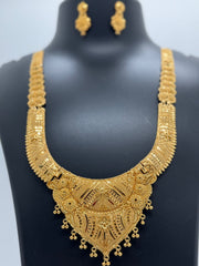 Exquisite Gold Long Rani Haar Necklace with Matching Earrings â€“ Bridal Luxury Jewellery Set