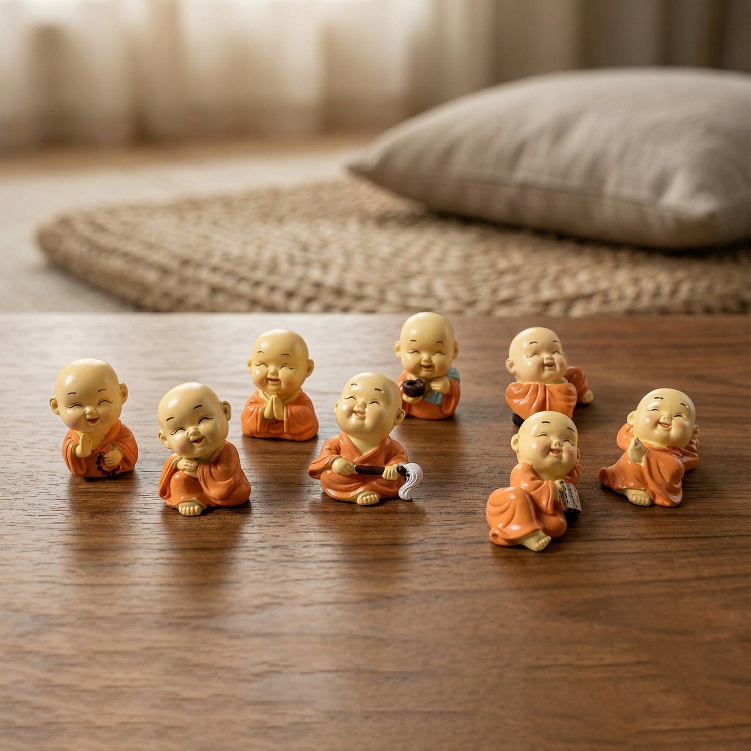 Mini Monk Buddha figurines in various poses