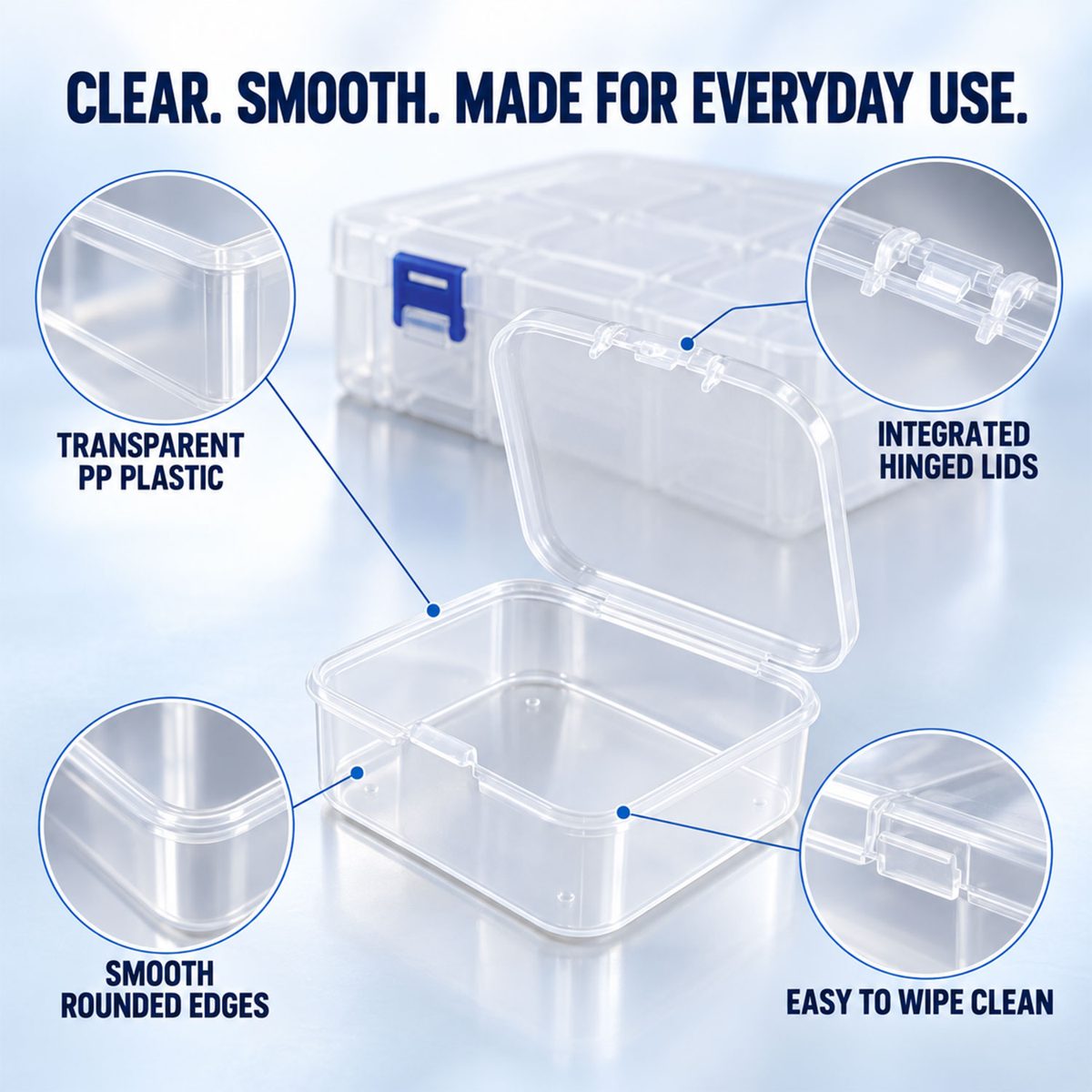 Transparent Compartment Storage Box with Removable Mini Cases (1 Pc)
