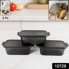 Stackable rectangular food containers in smoke black color