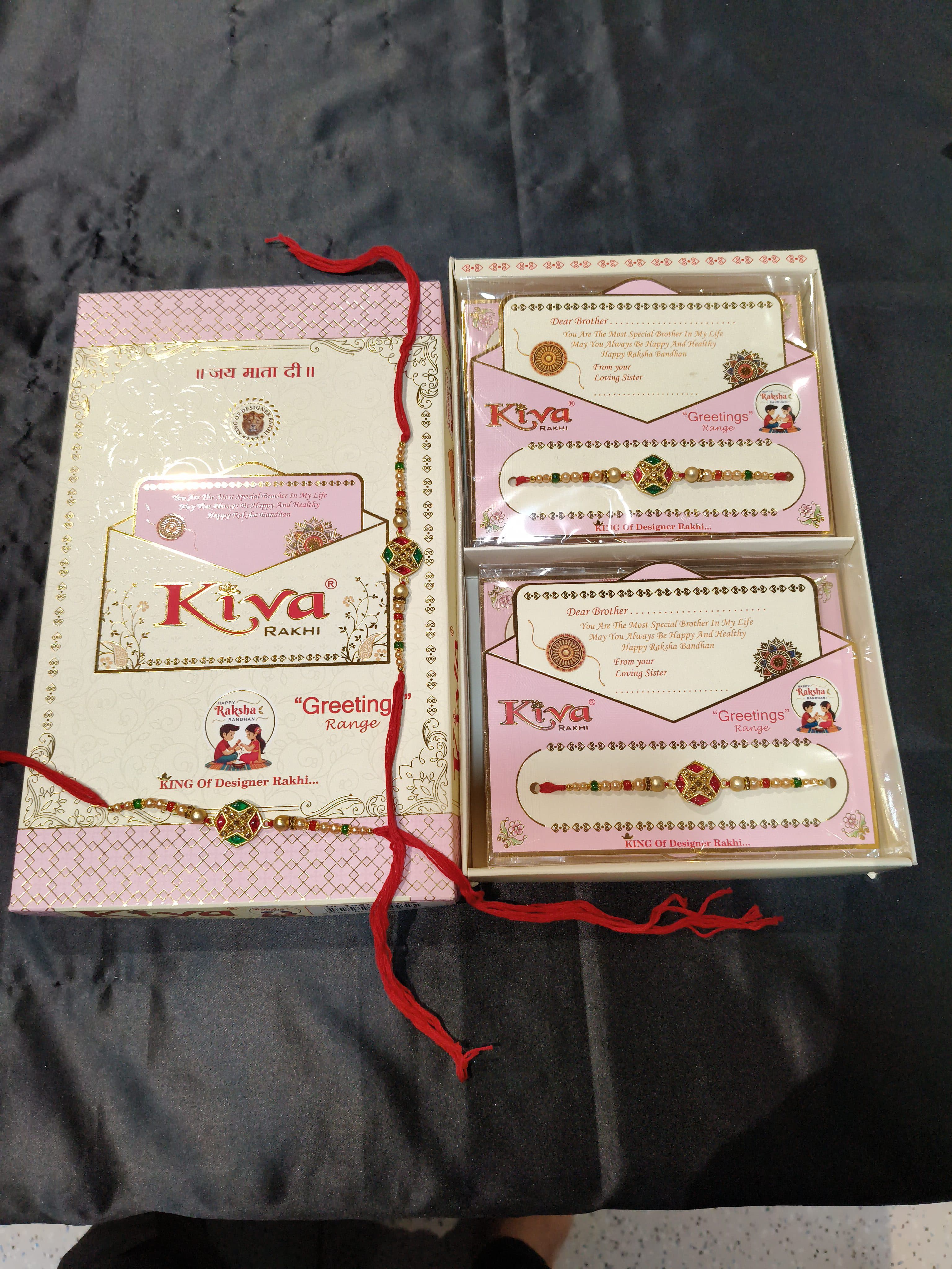 12 Pcs Premium Multicolor Diamond-Cut Rakhi Set with Pearl Beads and Red Thread