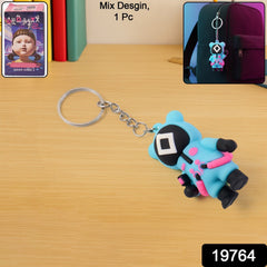 Soft silicone cartoon keychain with metal ring