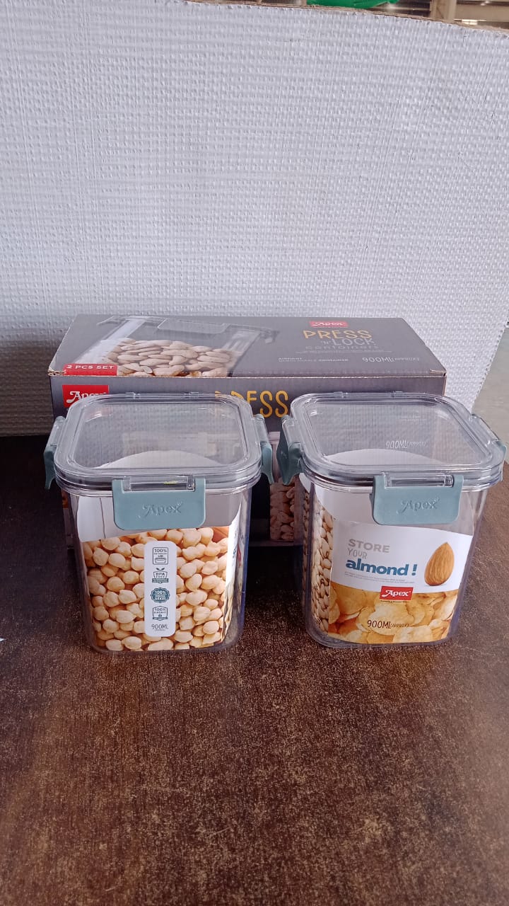 Apex Press N' Lock containers with scale for dimensions